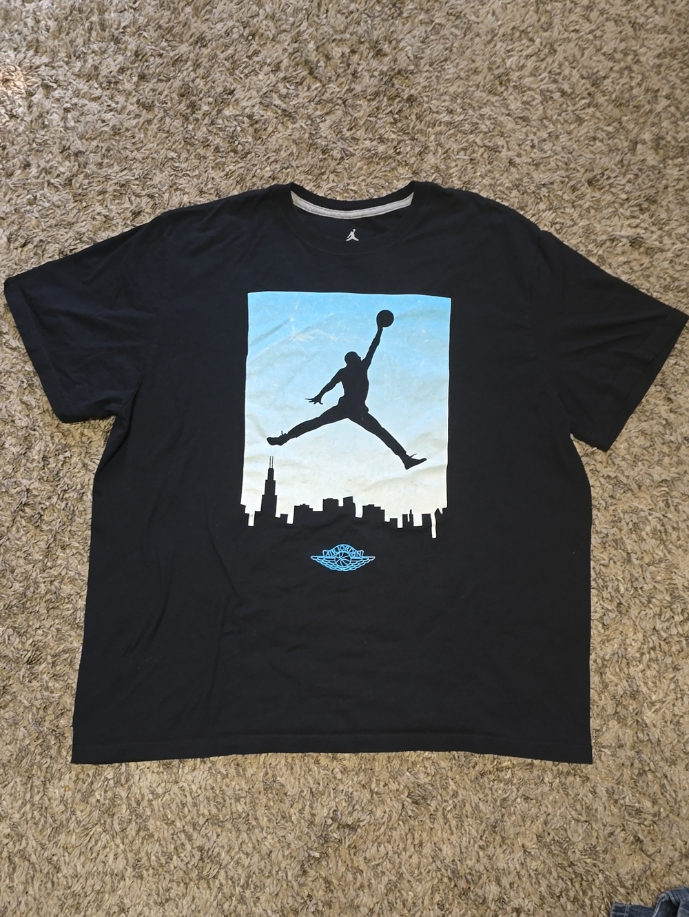 Jordan Black Tee with Blue-to-White Gradient Jumpman Graphic